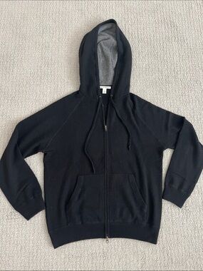 Men's Autumn Cashmere Black Zip Hoodie Sweater
